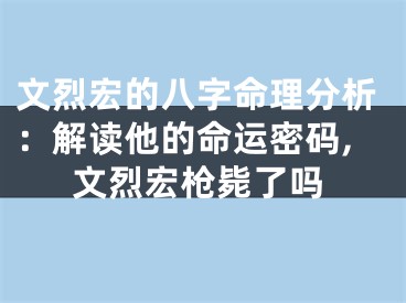 文烈宏的八字命理分析：解读他的命运密码,文烈宏枪毙了吗