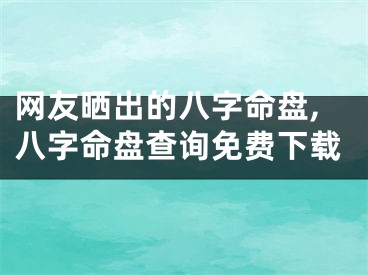 网友晒出的八字命盘,八字命盘查询免费下载