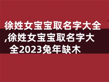 徐姓女宝宝取名字大全,徐姓女宝宝取名字大全2023兔年缺木