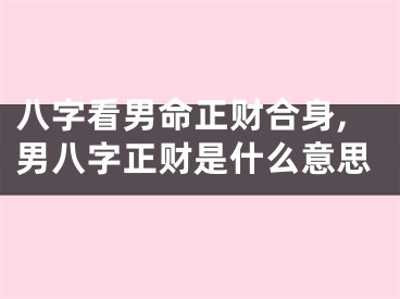 八字看男命正财合身,男八字正财是什么意思