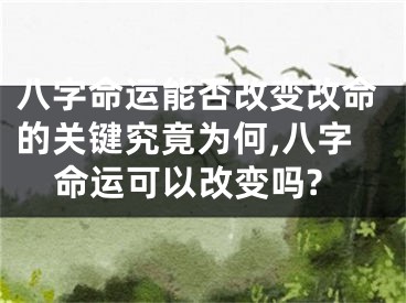 八字命运能否改变改命的关键究竟为何,八字命运可以改变吗?