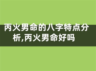 丙火男命的八字特点分析,丙火男命好吗