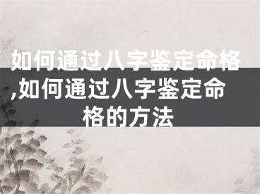 如何通过八字鉴定命格,如何通过八字鉴定命格的方法