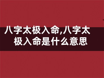 八字太极入命,八字太极入命是什么意思