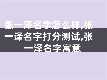 张一泽名字怎么样,张一泽名字打分测试,张一泽名字寓意