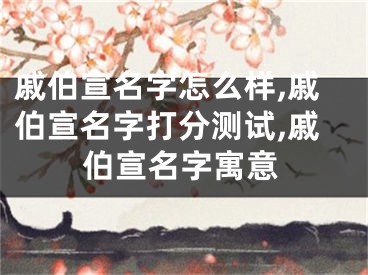 戚伯宣名字怎么样,戚伯宣名字打分测试,戚伯宣名字寓意