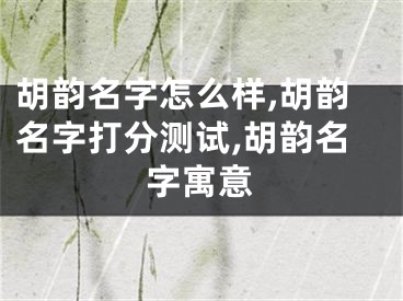 胡韵名字怎么样,胡韵名字打分测试,胡韵名字寓意