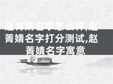 赵菁婧名字怎么样,赵菁婧名字打分测试,赵菁婧名字寓意