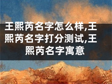 王熙芮名字怎么样,王熙芮名字打分测试,王熙芮名字寓意