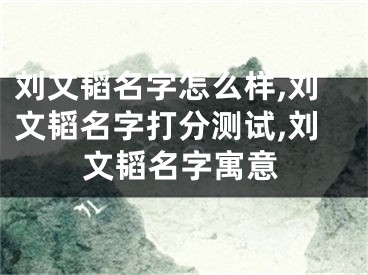 刘文韬名字怎么样,刘文韬名字打分测试,刘文韬名字寓意