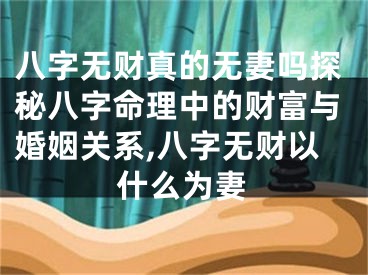 八字无财真的无妻吗探秘八字命理中的财富与婚姻关系,八字无财以什么为妻