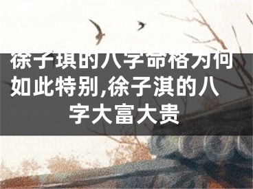 徐子琪的八字命格为何如此特别,徐子淇的八字大富大贵