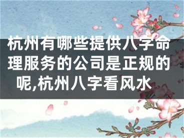 杭州有哪些提供八字命理服务的公司是正规的呢,杭州八字看风水