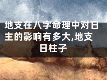 地支在八字命理中对日主的影响有多大,地支日柱子