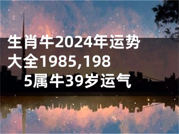 生肖牛2024年运势大全1985,1985属牛39岁运气
