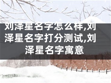 刘泽星名字怎么样,刘泽星名字打分测试,刘泽星名字寓意