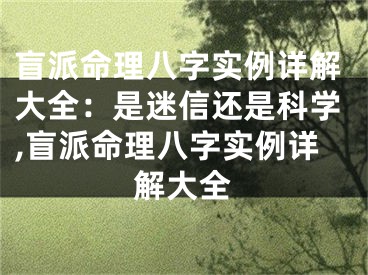 盲派命理八字实例详解大全：是迷信还是科学,盲派命理八字实例详解大全