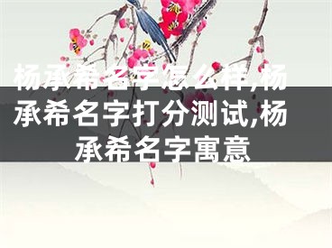 杨承希名字怎么样,杨承希名字打分测试,杨承希名字寓意