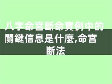 八字命宮斷命實例中的關鍵信息是什麼,命宫断法