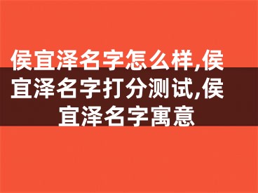 侯宜泽名字怎么样,侯宜泽名字打分测试,侯宜泽名字寓意