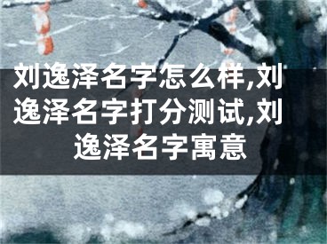刘逸泽名字怎么样,刘逸泽名字打分测试,刘逸泽名字寓意