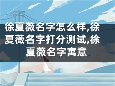 徐夏薇名字怎么样,徐夏薇名字打分测试,徐夏薇名字寓意