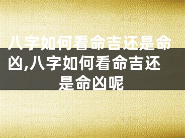 八字如何看命吉还是命凶,八字如何看命吉还是命凶呢