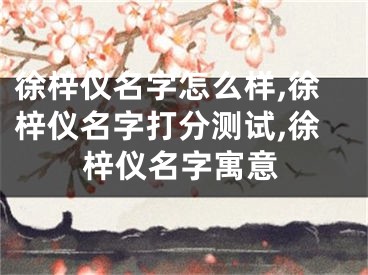 徐梓仪名字怎么样,徐梓仪名字打分测试,徐梓仪名字寓意