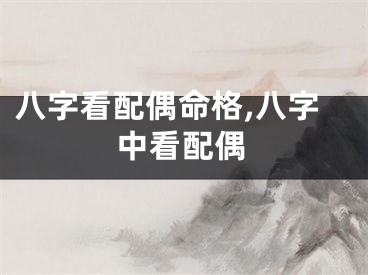 八字看配偶命格,八字中看配偶
