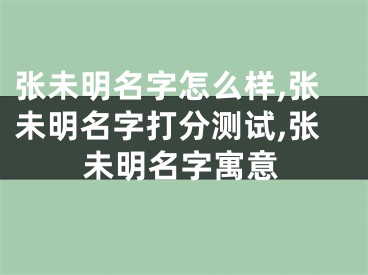 张未明名字怎么样,张未明名字打分测试,张未明名字寓意