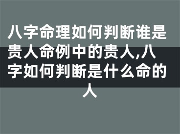 八字命理如何判断谁是贵人命例中的贵人,八字如何判断是什么命的人