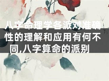 八字命理学各派对准确性的理解和应用有何不同,八字算命的派别