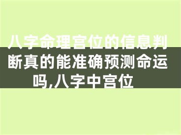 八字命理宫位的信息判断真的能准确预测命运吗,八字中宫位