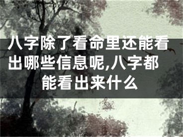 八字除了看命里还能看出哪些信息呢,八字都能看出来什么