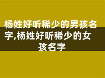 杨姓好听稀少的男孩名字,杨姓好听稀少的女孩名字