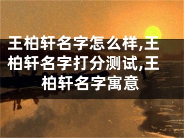 王柏轩名字怎么样,王柏轩名字打分测试,王柏轩名字寓意