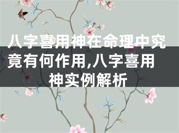 八字喜用神在命理中究竟有何作用,八字喜用神实例解析