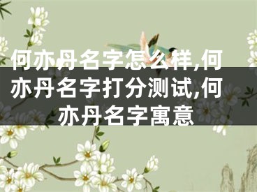 何亦丹名字怎么样,何亦丹名字打分测试,何亦丹名字寓意