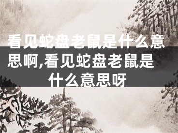 看见蛇盘老鼠是什么意思啊,看见蛇盘老鼠是什么意思呀