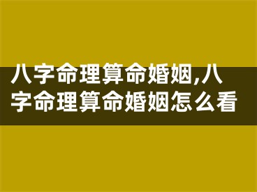 八字命理算命婚姻,八字命理算命婚姻怎么看