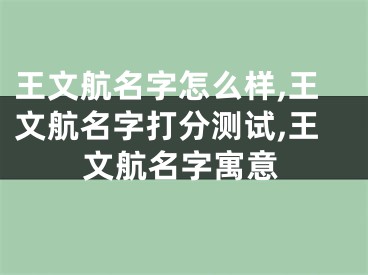 王文航名字怎么样,王文航名字打分测试,王文航名字寓意
