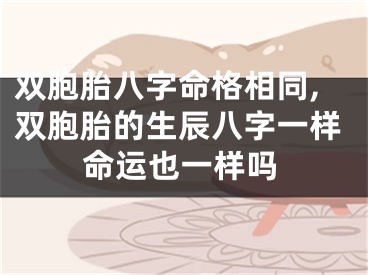 双胞胎八字命格相同,双胞胎的生辰八字一样命运也一样吗
