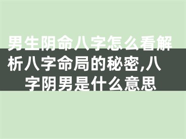 男生阴命八字怎么看解析八字命局的秘密,八字阴男是什么意思