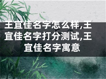 王宜佳名字怎么样,王宜佳名字打分测试,王宜佳名字寓意
