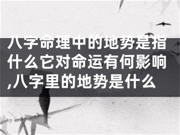 八字命理中的地势是指什么它对命运有何影响,八字里的地势是什么