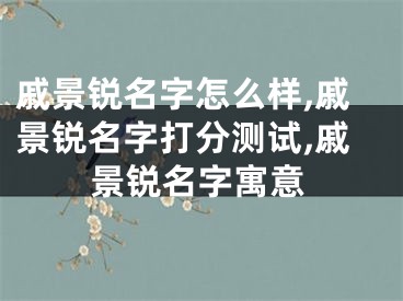 戚景锐名字怎么样,戚景锐名字打分测试,戚景锐名字寓意