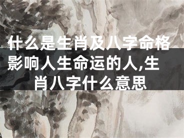 什么是生肖及八字命格影响人生命运的人,生肖八字什么意思