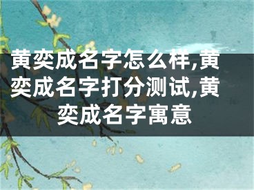 黄奕成名字怎么样,黄奕成名字打分测试,黄奕成名字寓意