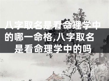 八字取名是看命理学中的哪一命格,八字取名是看命理学中的吗