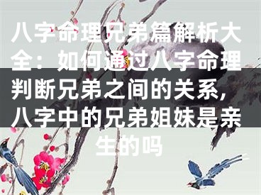 八字命理兄弟篇解析大全：如何通过八字命理判断兄弟之间的关系,八字中的兄弟姐妹是亲生的吗
